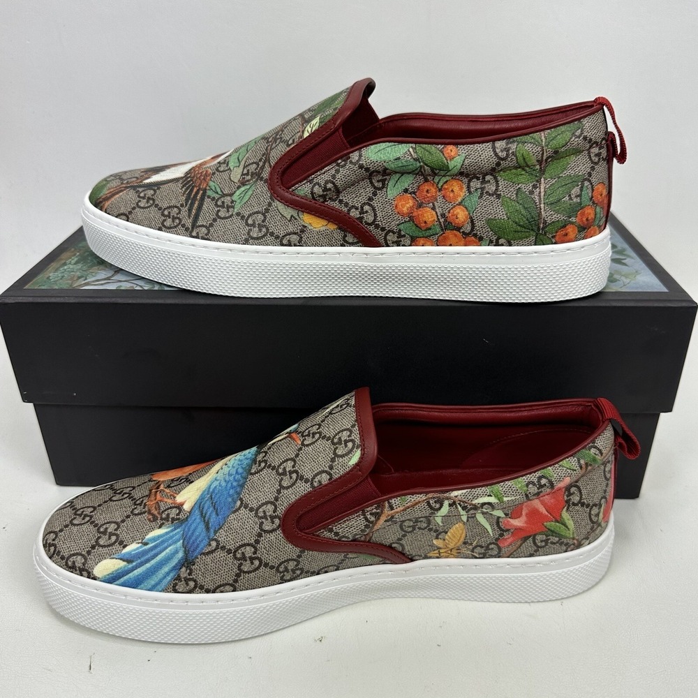 Gucci Supreme Monogram Tian Shoes Sneakers Mens Size 10 UK Birds - Picture 8 of 14